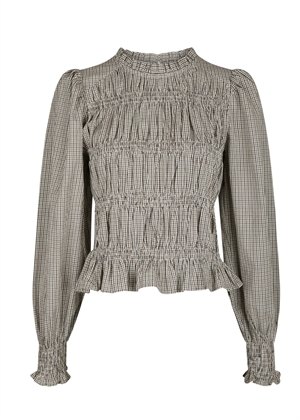 Marcia check bluse Dusty Brown Neo Noir